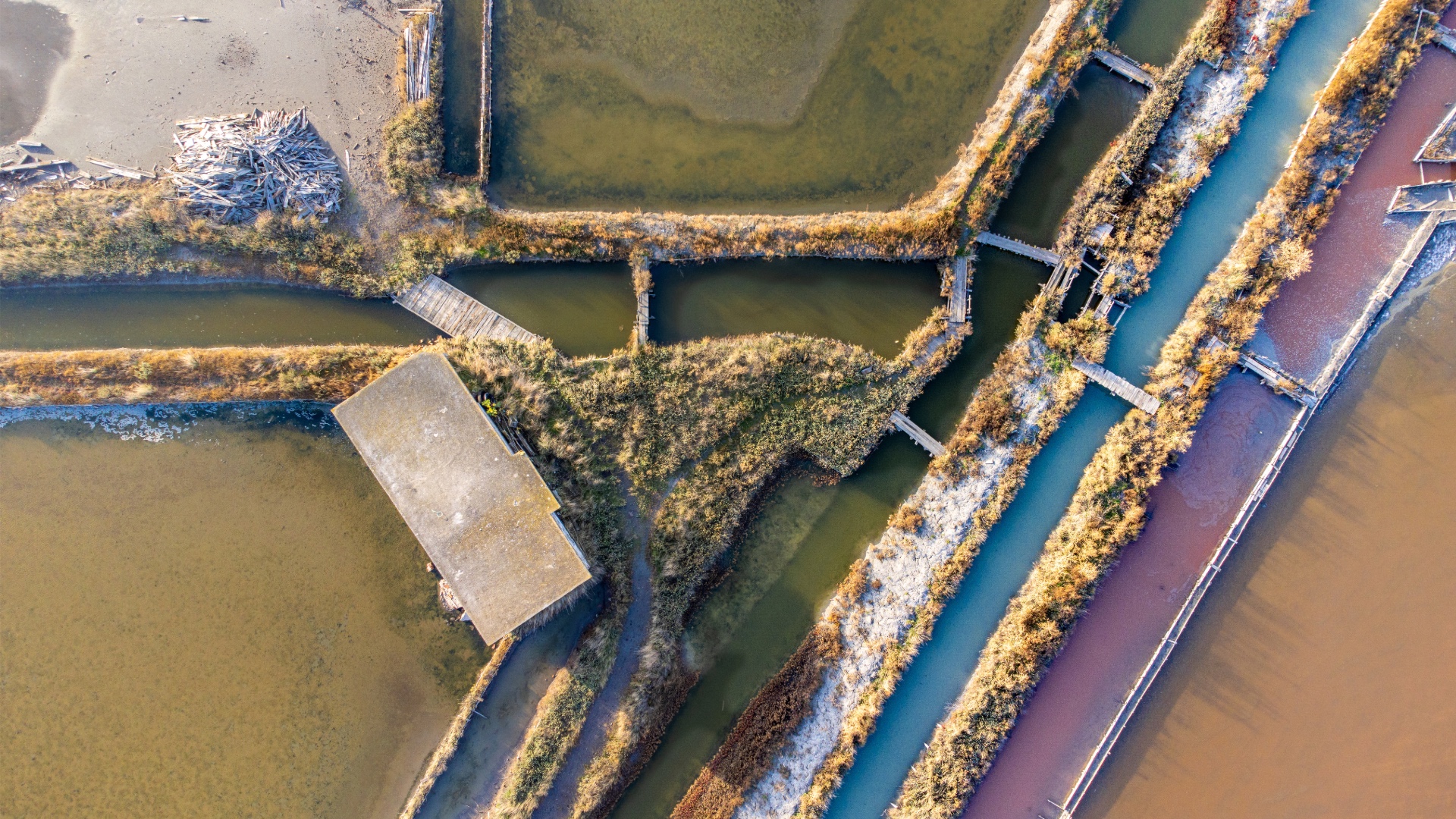 Atanasovsko Lake salt pans near Burgas
